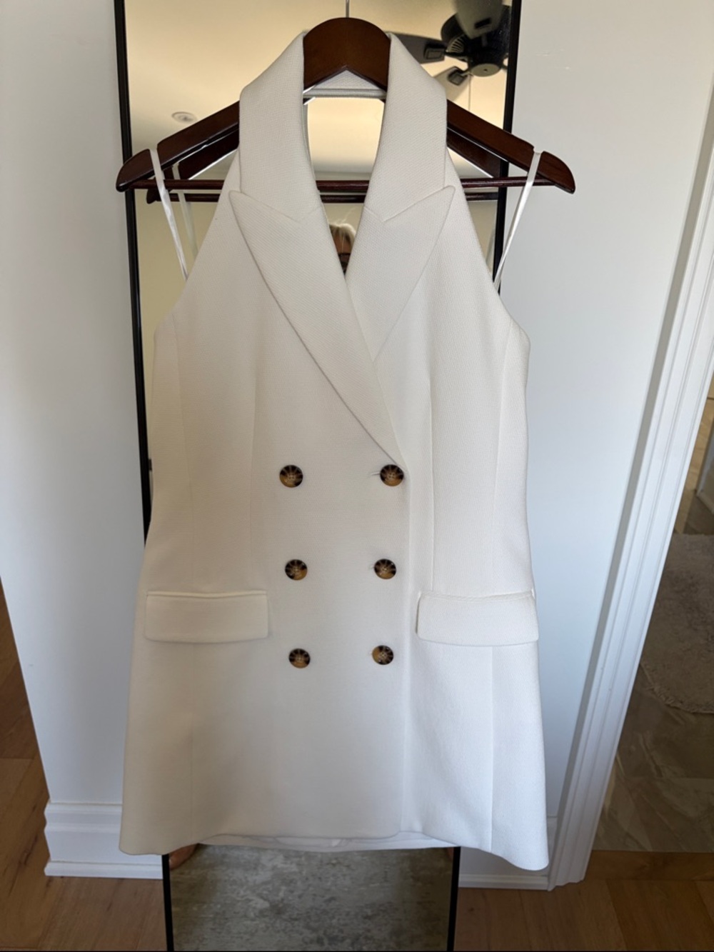 Veronica Beard white Double-Breasted Sleeveless Blazer Mini Dress
